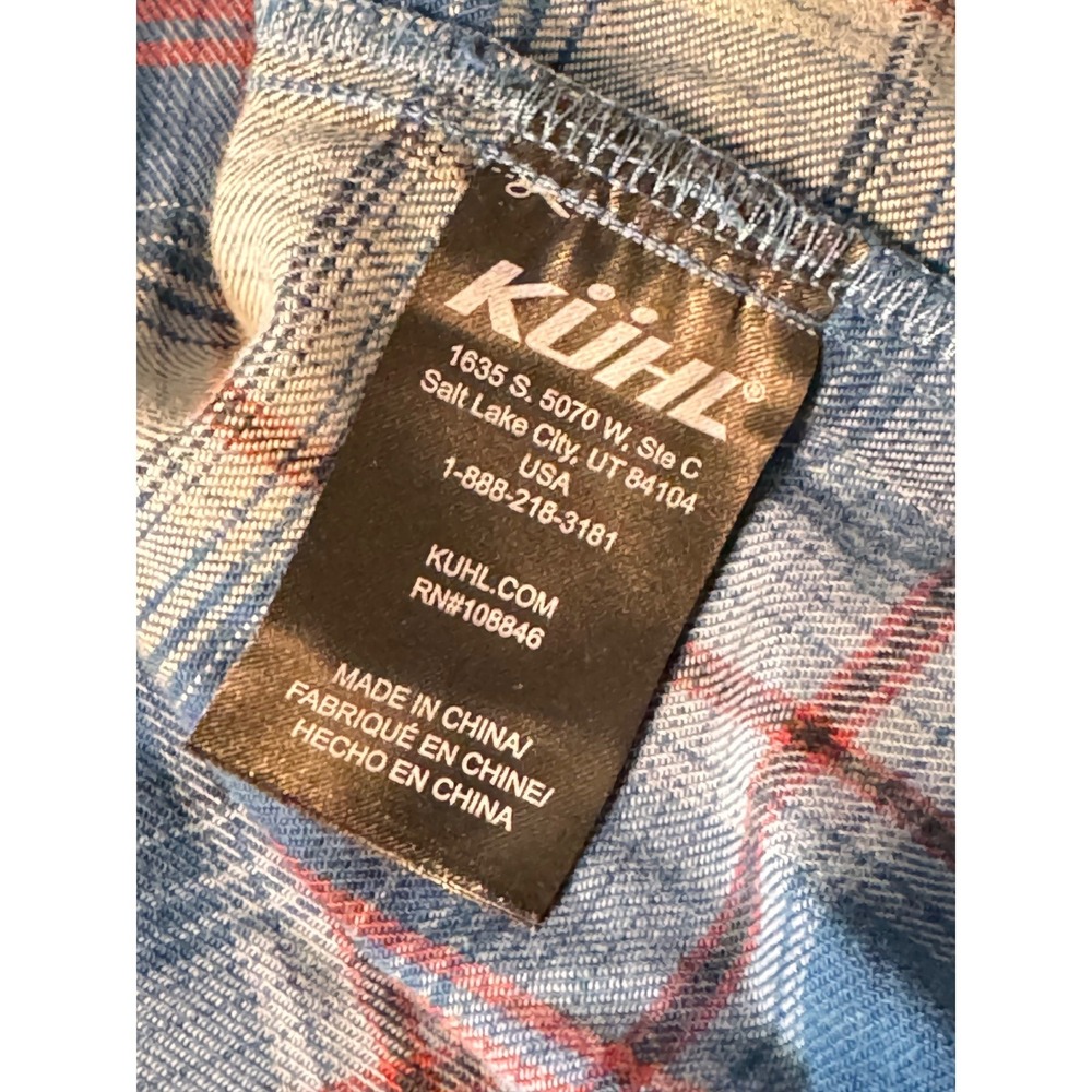 Kuhl Lowdown Flannel Shirt Mens XL Blue Plaid Snap Button Long Sleeve 7210 - Picture 7 of 13